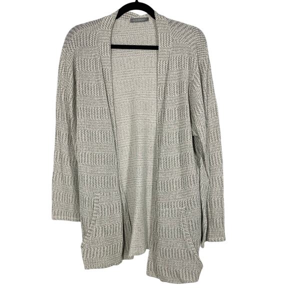 Loveappella, Size 1X, Gray Open Cardigan, Textured Knit, Pockets, Plus, EUC - Picture 1 of 6